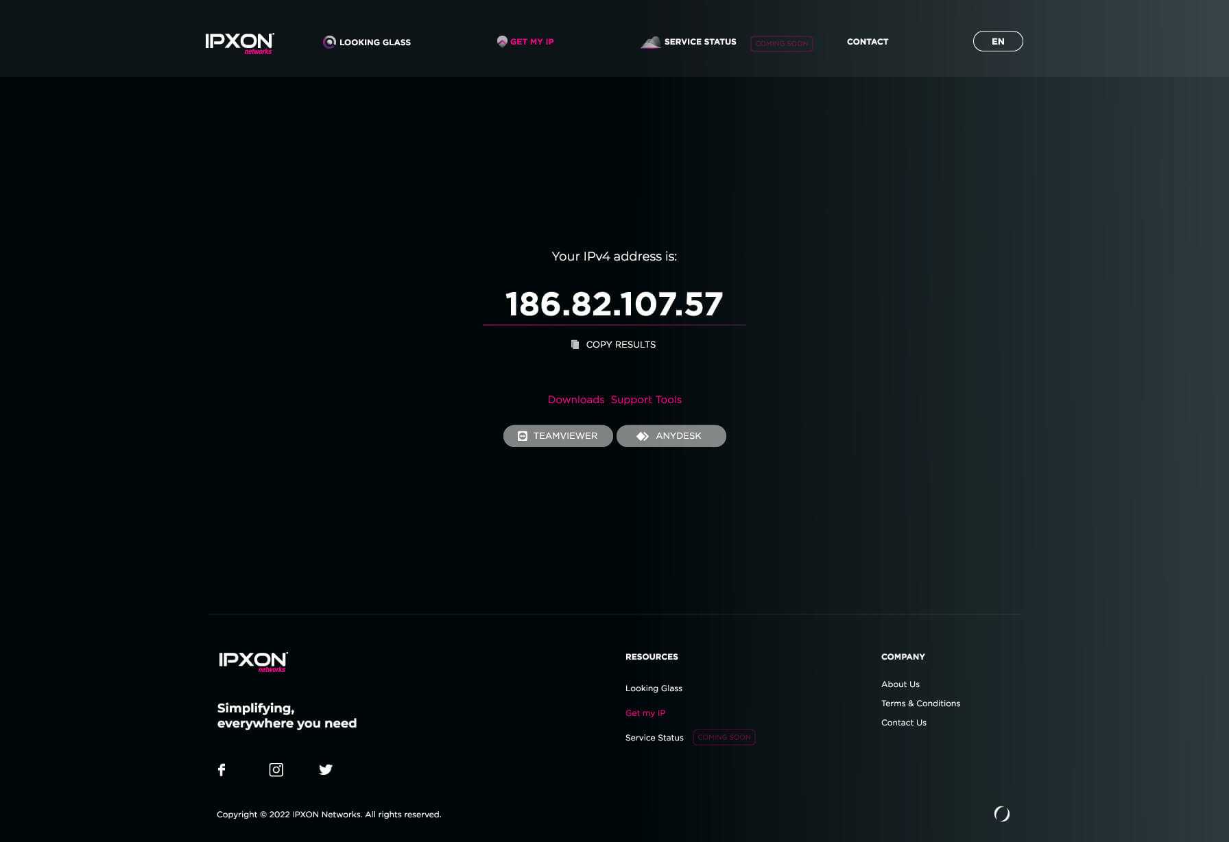Thumbnail with your IP address centered in the screen